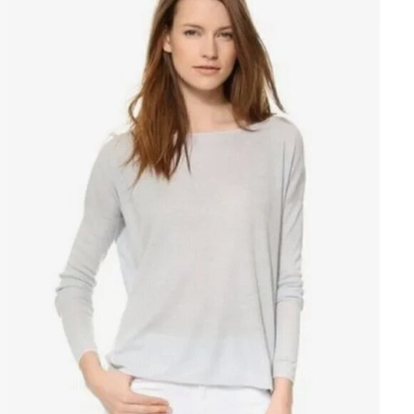 Theory Forestra Sag Harbor Light Blue Bateau Neck Linen Blend Sweater L - Picture 1 of 4